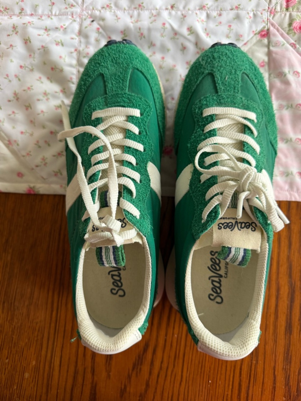 NEW SeaVees Green Suede & White Retro Runner Sneakers